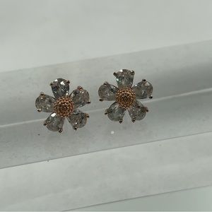 Betsey Johnson Crystal Flower Stud Earrings